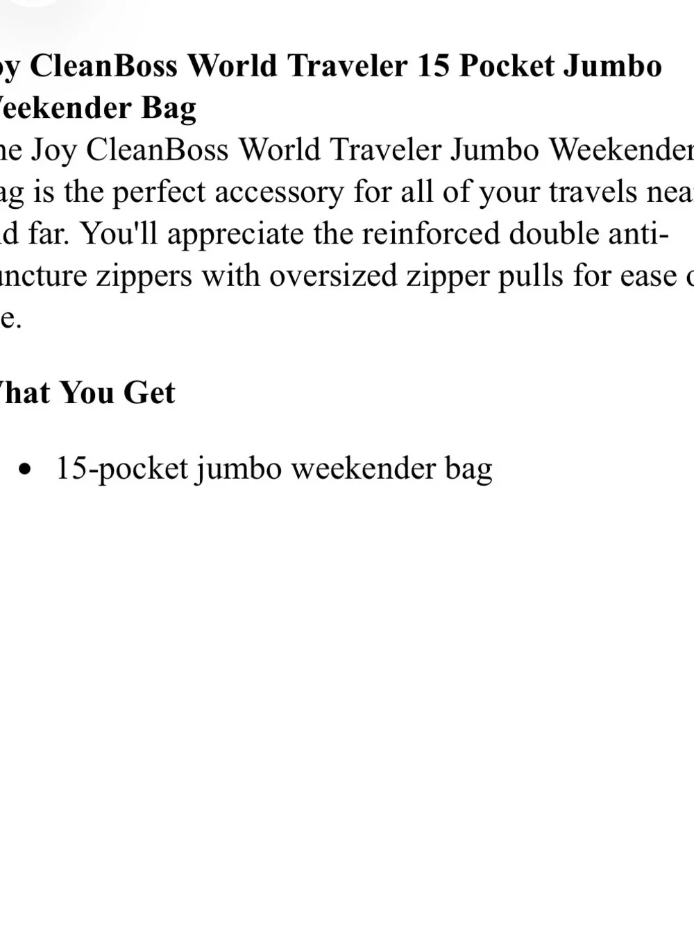 JOY MANGANO-Black Weekend Travel Duffle Bag